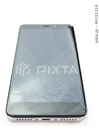 broken smartphone on white background broken smartphone on white background 94191316