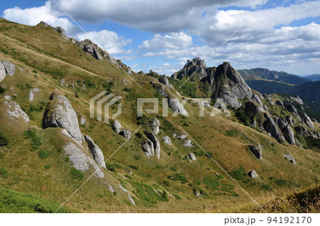 Beautiful mountain vista, sedimentary rocks in the Carpathians Beautiful mountain vista, sedimentary rocks in the Carpathians 94192170