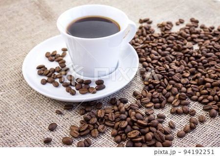 Cup of coffee in burlap Cup of coffee in burlap 94192251