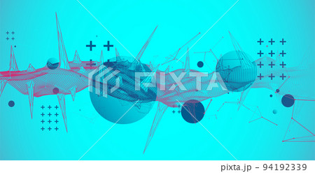 Wireframe science background with plexus effect. Futuristic vector illustration. 94192339