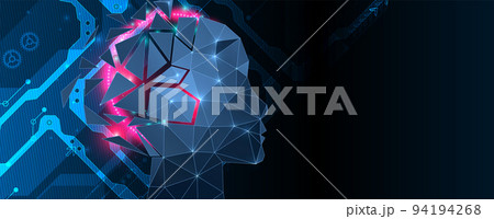 Artificial intelligence (AI) and big data concept. Machine cyber mind. Humen face with binary data flow. Technology vector background. Artificial intelligence (AI) and big data concept. Machine cyber mind. Humen face with binary data flow. Technology vector background. 94194268