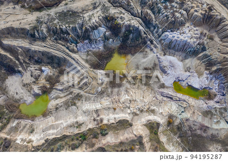 Aerial shot of opencast mine lake 94195287