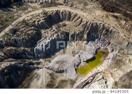 Aerial shot of opencast mine lake 94195305