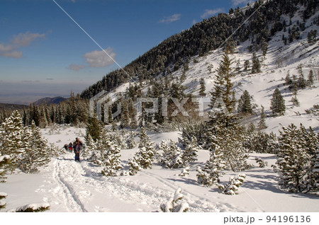 People hiking in beautiful winter mountains 94196136