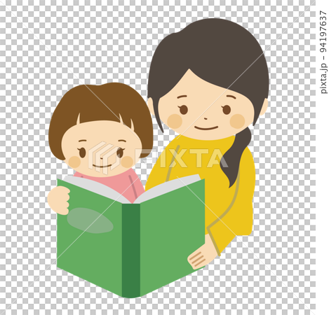 讀書的孩子_女孩_媽媽讀書 94197637