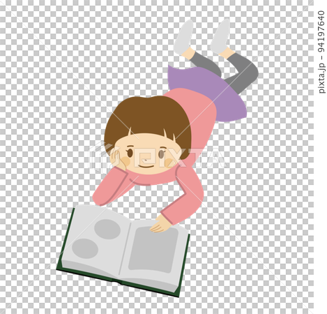 讀書的孩子_女孩_躺著看書 94197640