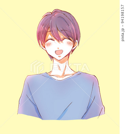 笑顔の可愛い男性 黒髪のイラスト素材