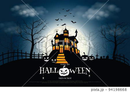 Castle, haunted house and ghost hands, tomb on full moon night. illustrator Vector Eps 10. Castle, haunted house and ghost hands, tomb on full moon night. illustrator Vector Eps 10. 94198668