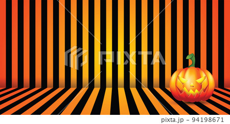 Pumpkin on the floor of the Halloween pattern. Vector 94198671
