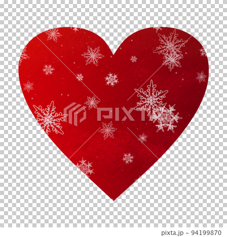 赤色冬ハート_正方形 94199870
