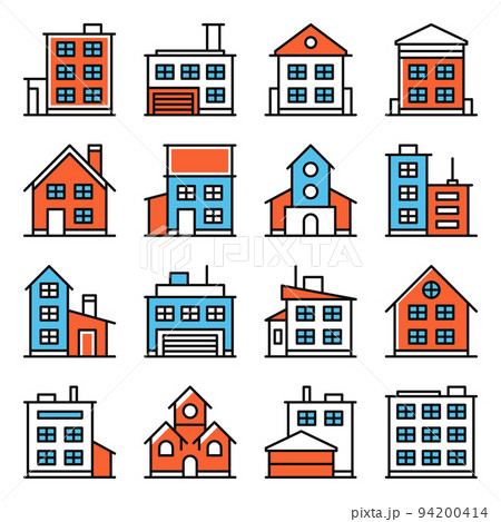 Building Icons Set on White Background. Vector 94200414
