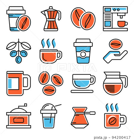 Coffee Icon Set on White Background. Vector Coffee Icon Set on White Background. Vector 94200417