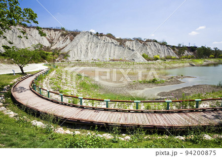 Badlands Geological landscape of Tianliao Moon World in Kaohsiung, Taiwan. it's famous for its similarity to the landscape of the Moon's surface. 94200875