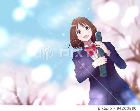 卒業する女子生徒　背景あり 94200880