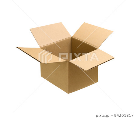 Brown cardboard box with open cover mockup. Brown cardboard box with open cover mockup. 94201817