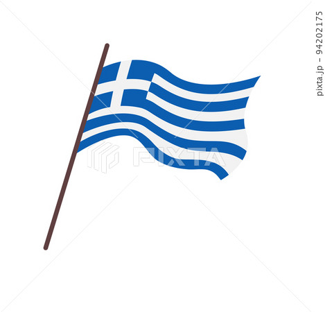 Waving flag of Greece country. Isolated greek flag with cross and blue stripes on white background. Vector flat illustration Waving flag of Greece country. Isolated greek flag with cross and blue stripes on white background. Vector flat illustration 94202175