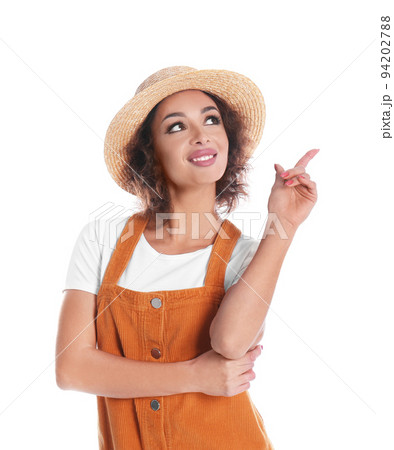Beautiful woman in casual outfit on white background 94202788