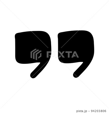 Hand drawn quote icon. Silhouette quote for text and citation phrases in doodle style. Black symbol for speaking and writing. Sign sketch and comment or remark vector illustration 94203806