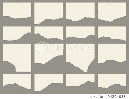 Torn ripped paper sheet set. Paper scraps. Notebook paper strips and pieces. 94204083