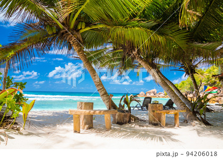 Anse Cocos - one of the most beautiful beach of Seychelles. La Digue Island, Seychelles Anse Cocos - one of the most beautiful beach of Seychelles. La Digue Island, Seychelles 94206018
