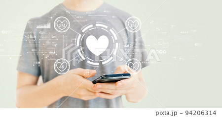 Get more likes concept with man using a smartphone 94206314