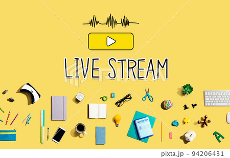 Live stream with electronic gadgets and office supplies 94206431