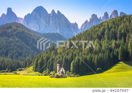 St Johann Church in idyllic Santa Maddalena, Dolomites, Italy 94207097