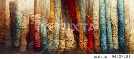 abstract composition of silk threads. Computer generated illustration. 94207281
