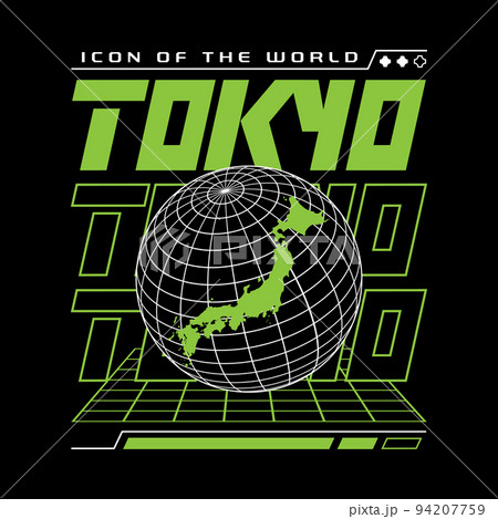 Tokyo colorful typography streetwear style vector design icon illustration. Clip art, print, poster, banner, fashion, slogan shirt, sticker, flyer 94207759