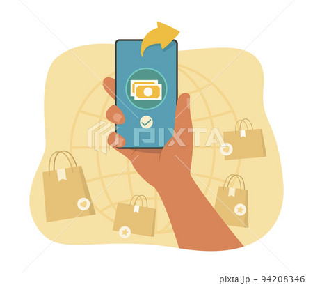 Online Payment by Smartphone for Online Shopping Concept Illustration Online Payment by Smartphone for Online Shopping Concept Illustration 94208346