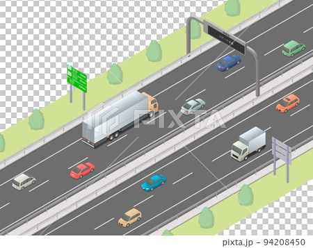 アイソメトリック図法で描いた高速道路のイメージ（無地） 94208450