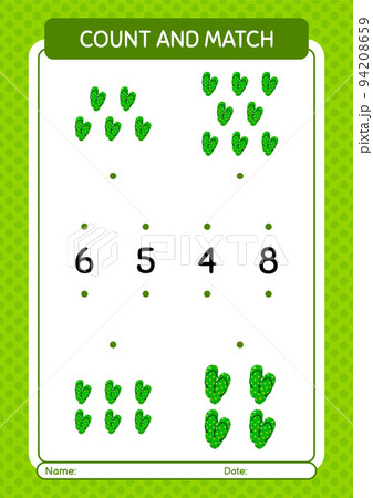 Count and match game with flip flop. worksheet for preschool kids, kids activity sheet 94208659