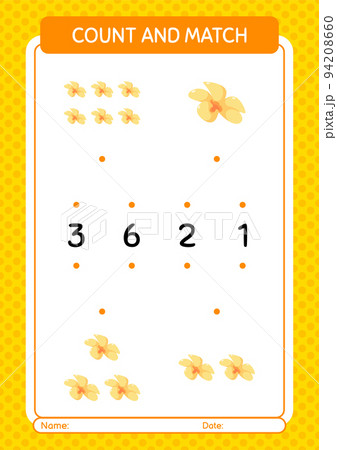 Count and match game with flower. worksheet for preschool kids, kids activity sheet Count and match game with flower. worksheet for preschool kids, kids activity sheet 94208660