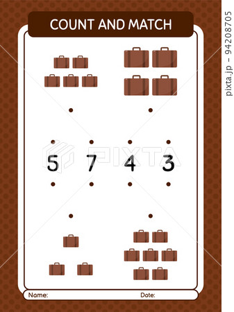 Count and match game with suitcase. worksheet for preschool kids, kids activity sheet 94208705