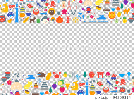 Illustration material: Japanese icon frame horizontal (vector line width changeable) 94209314