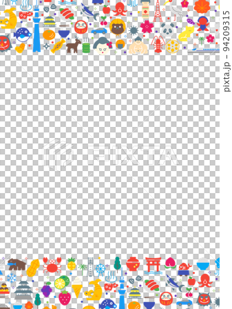 Illustration material: Japanese icon frame vertical (vector line width changeable) 94209315