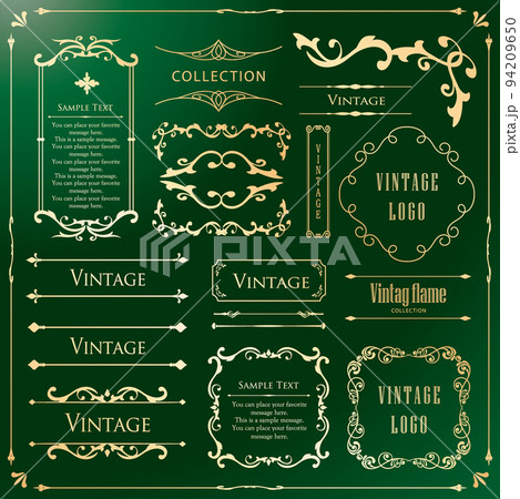 クリスマスモチーフのフレームデザインセット。ゴージャスでエレガントなデザイン素材 94209650