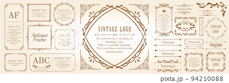 クリスマスモチーフのフレームデザインセット。ゴージャスでエレガントなデザイン素材 94210088