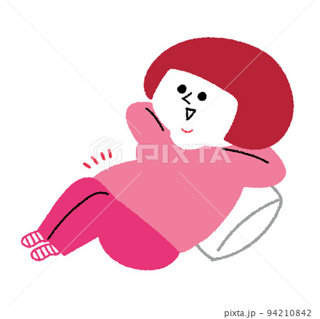 寝そべっている太った女性 94210842