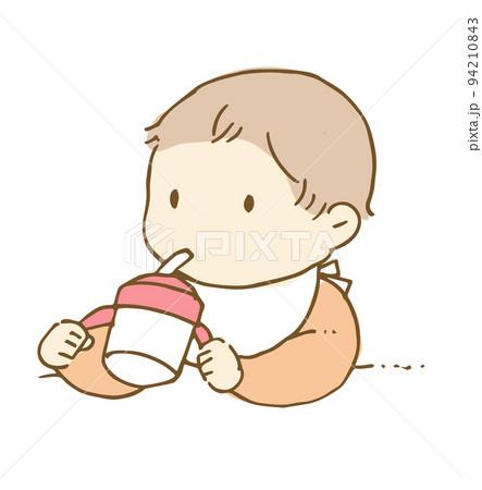 マグで飲み物を飲む赤ちゃん カットイラスト マグで飲み物を飲む赤ちゃん カットイラスト 94210843