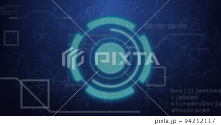 Image of scope scanning with qr code over stock market on black background Image of scope scanning with qr code over stock market on black background 94212117