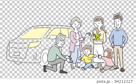 矢量圖素材:3代家庭和汽車、私家車 矢量圖素材:3代家庭和汽車、私家車 94212227