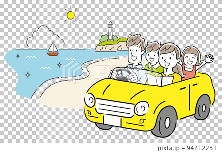 Vector illustration material: Drive to the sea with family, travel 94212231