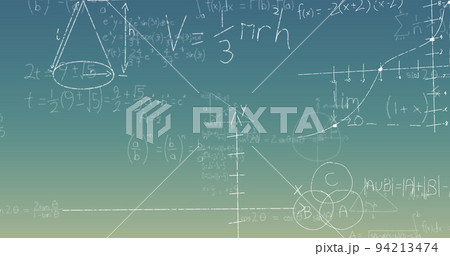 Image of mathematical equations on blue background Image of mathematical equations on blue background 94213474