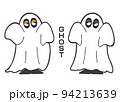ハロウィンでゴーストの仮装をする女の子のゆるいイラスト 94213639