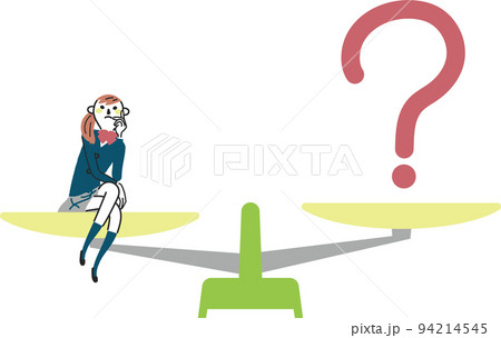 自分を天秤にかけるべきものを思考女子学生　イラスト素材 94214545