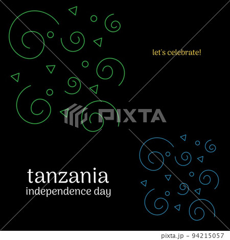 Lets celebrate, tanzania independence day text with abstract designs over black background 94215057
