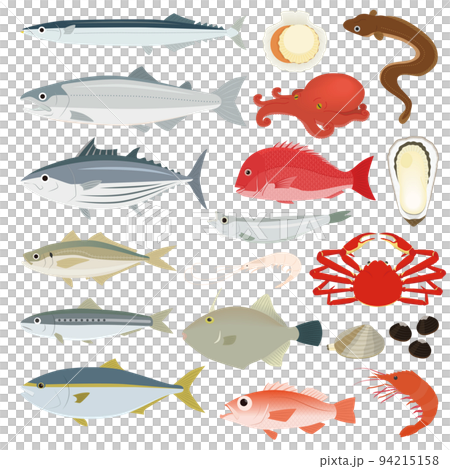 5 different types of aquatic animals clipart