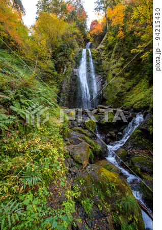 秋色に染まる　回顧（みかえり）の滝　秋田県 94215430