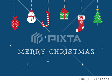 オーナメントのクリスマスカード/雪だるま、クリスマスツリー、ストッキング、キャンディー、オーナメント 94216673